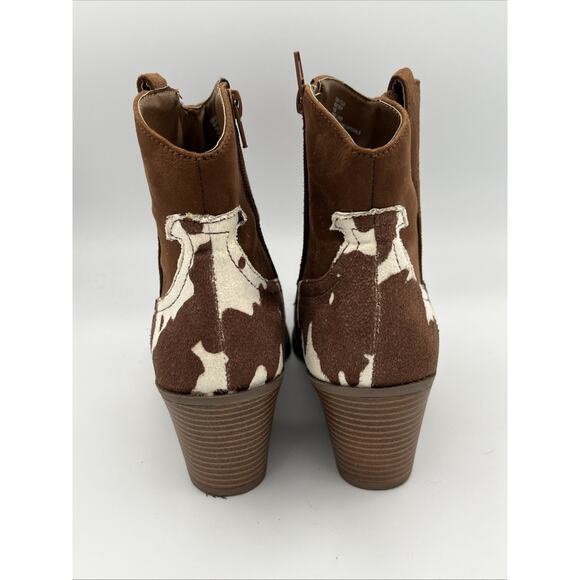 Sugar Ladies Faux Cow Hair on Faux Leather Ankle Booties - size 7.5 Brown Boots - Picture 3 of 10